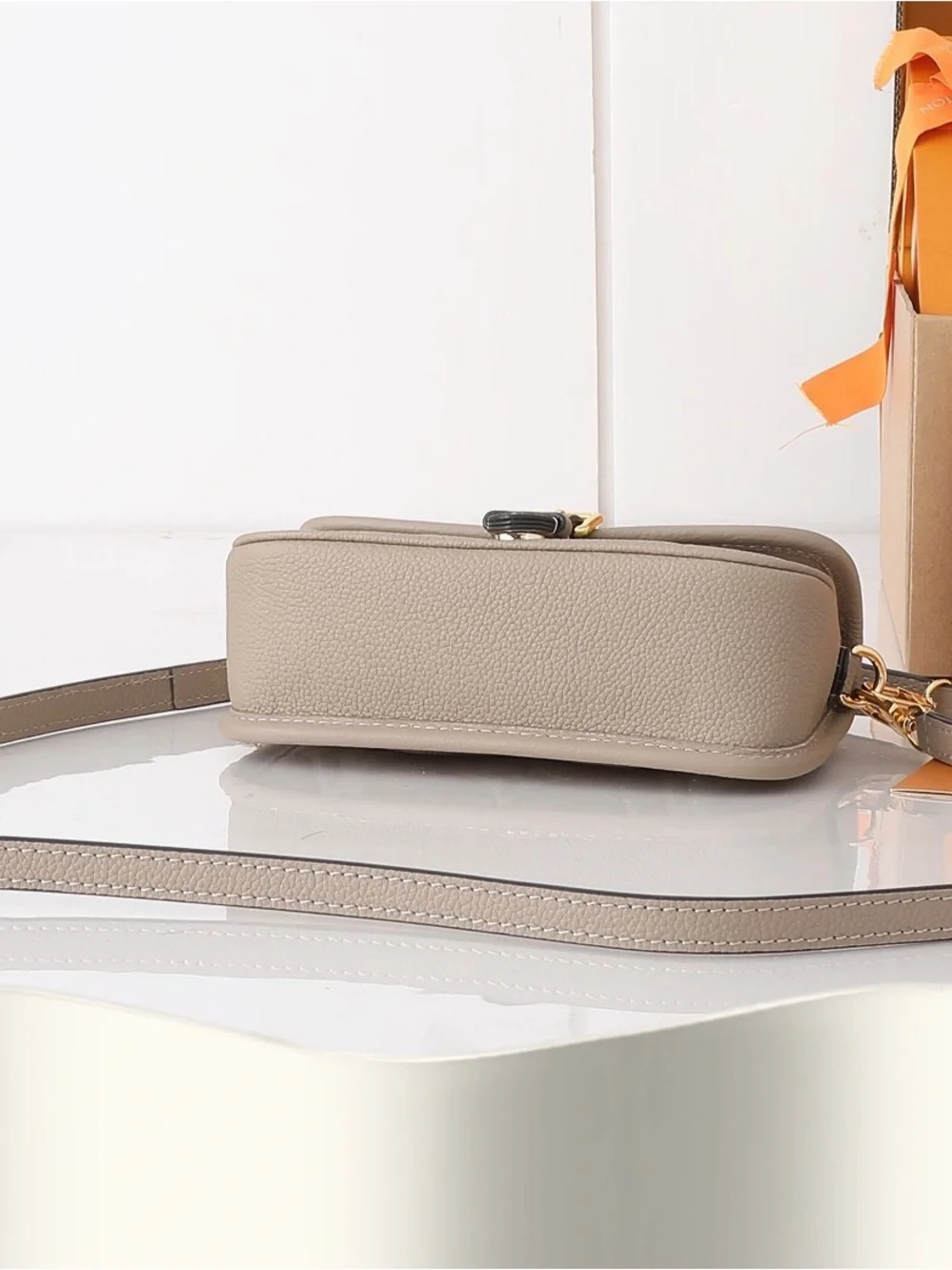 Louis Vuitton Taupe and Cream Mini Monogram Top Handle Bag with Gold Hardware